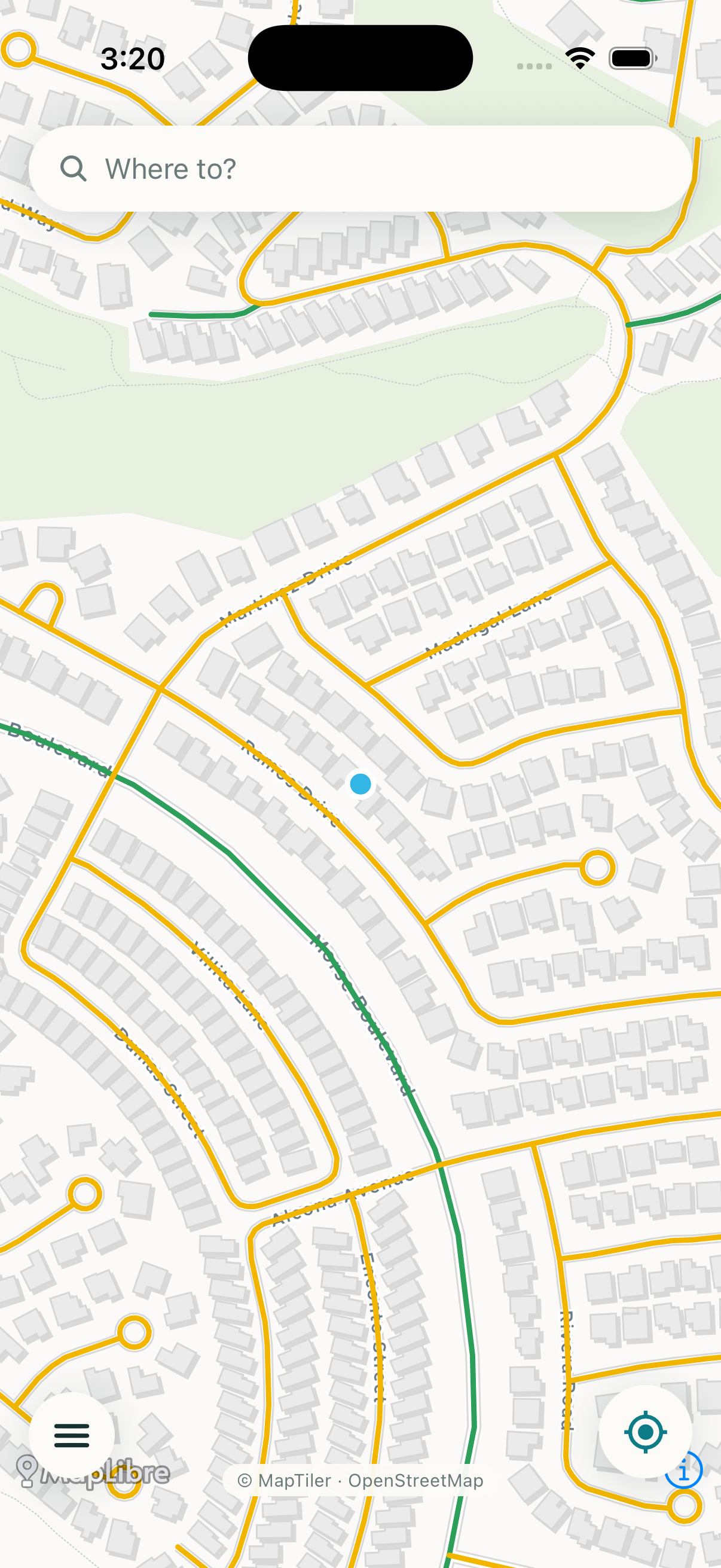 Cartway map with cart-legal roads shaded
